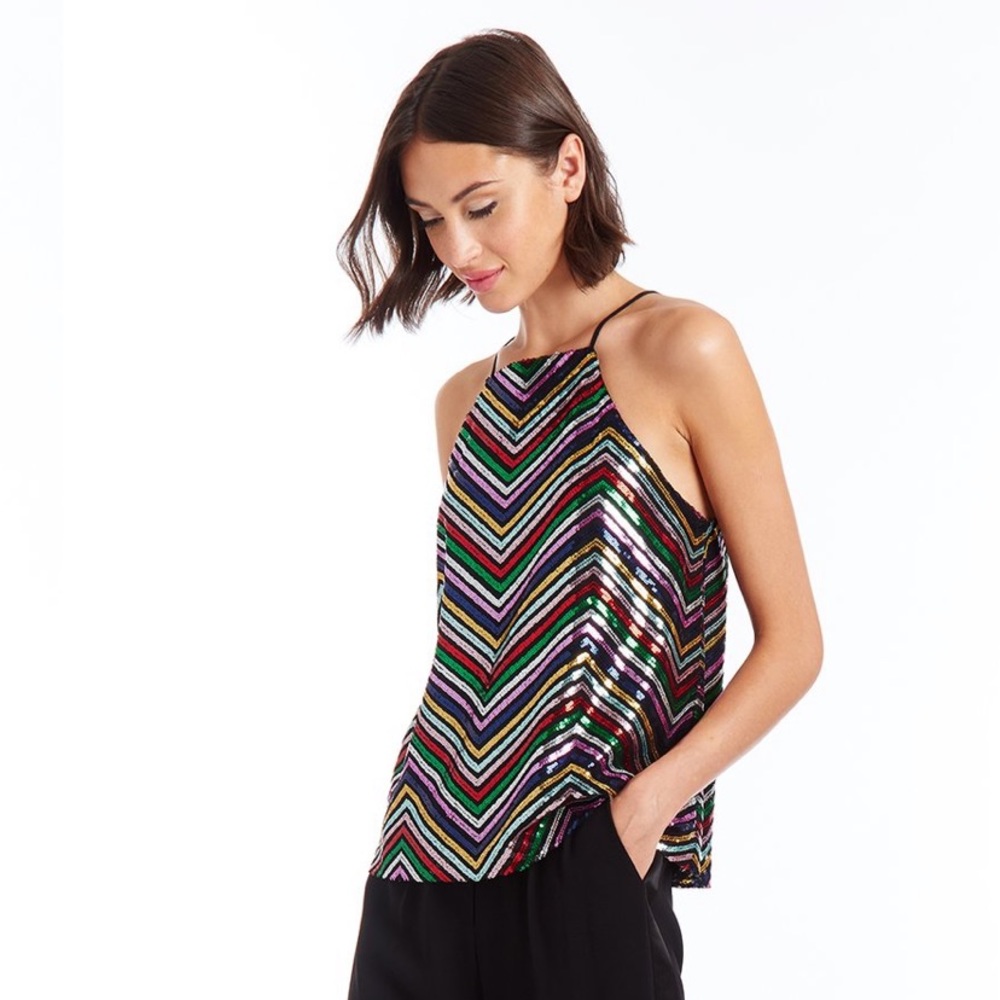 NWT Amanda Uprichard Halette Top in Mako Sequin